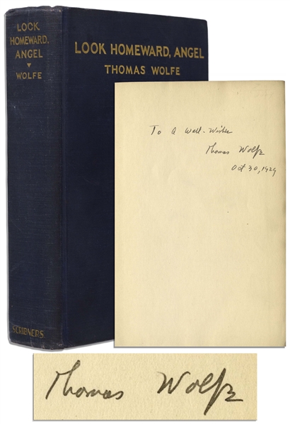 Thomas Wolfe Signed First Printing, First Edition of Look Homeward, Angel -- Signed in 1929, the Year of Publication